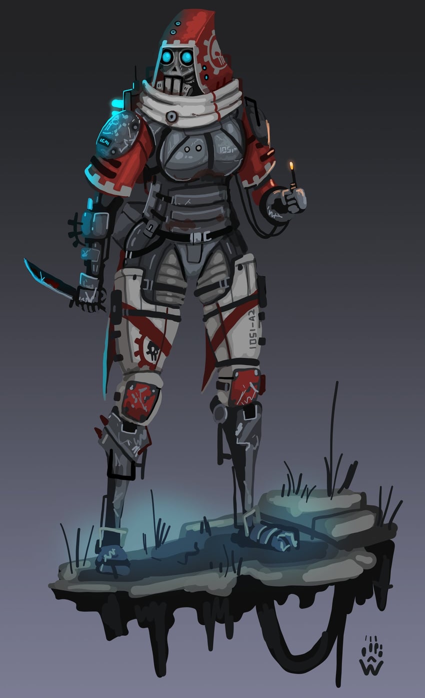 pilot, adeptus mechanicus, and skitarii (warhammer 40k and 1 more) drawn by wolfdawg_art