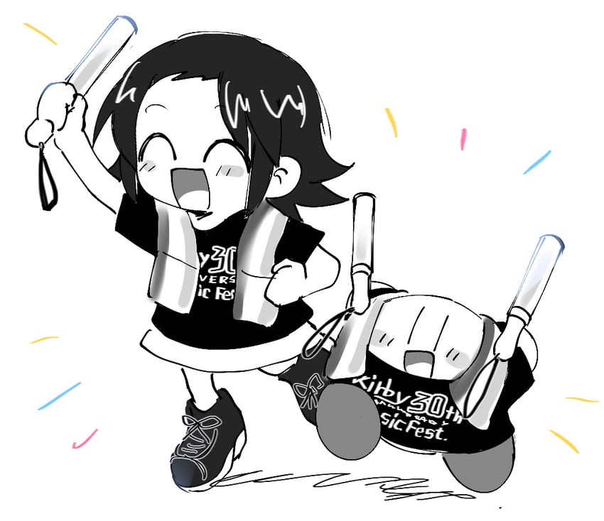 kirby and adeleine (kirby and 1 more) drawn by rasu_(pixiv9799832)