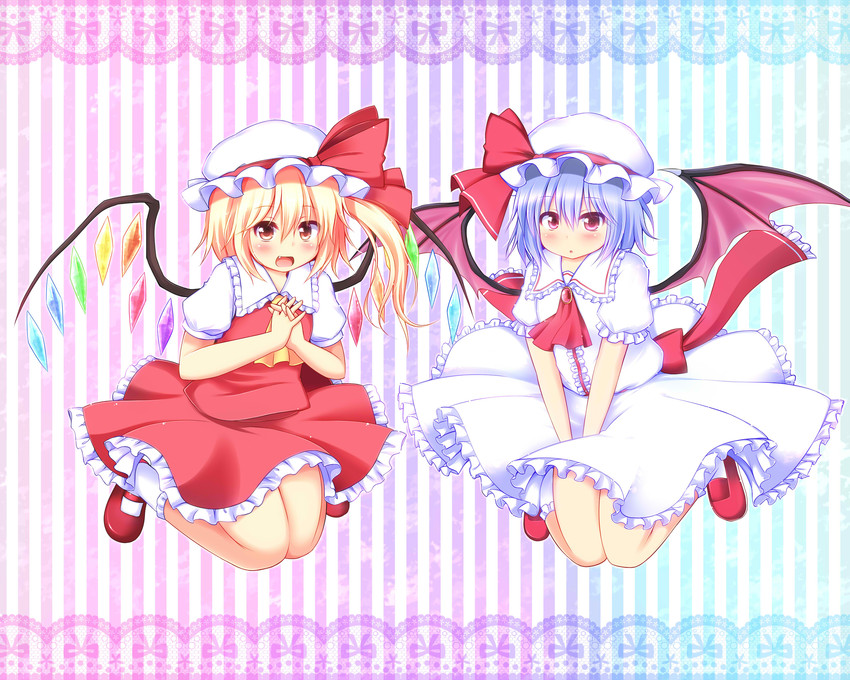 remilia scarlet and flandre scarlet (touhou) drawn by renati_(renatium)