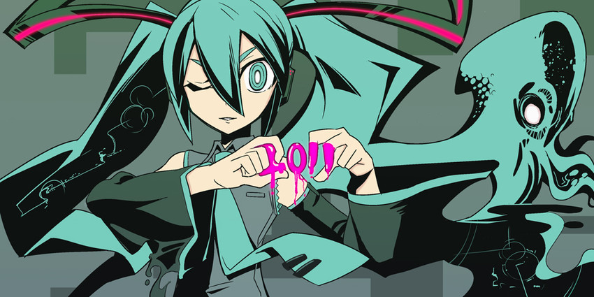 hatsune miku and cthulhu (vocaloid and 1 more) drawn by maxgonta