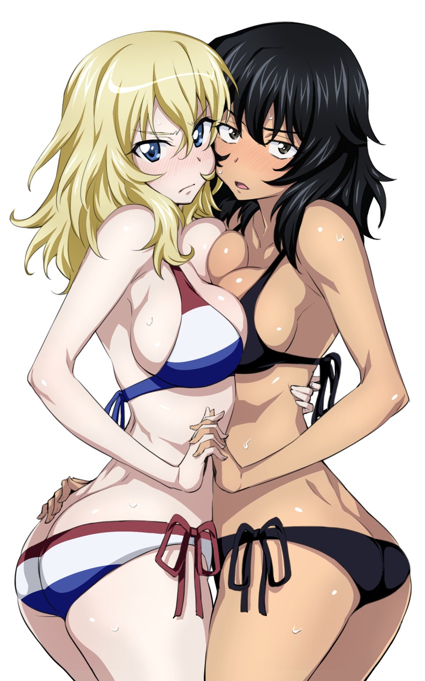 andou and oshida (girls und panzer) drawn by nakahira_guy