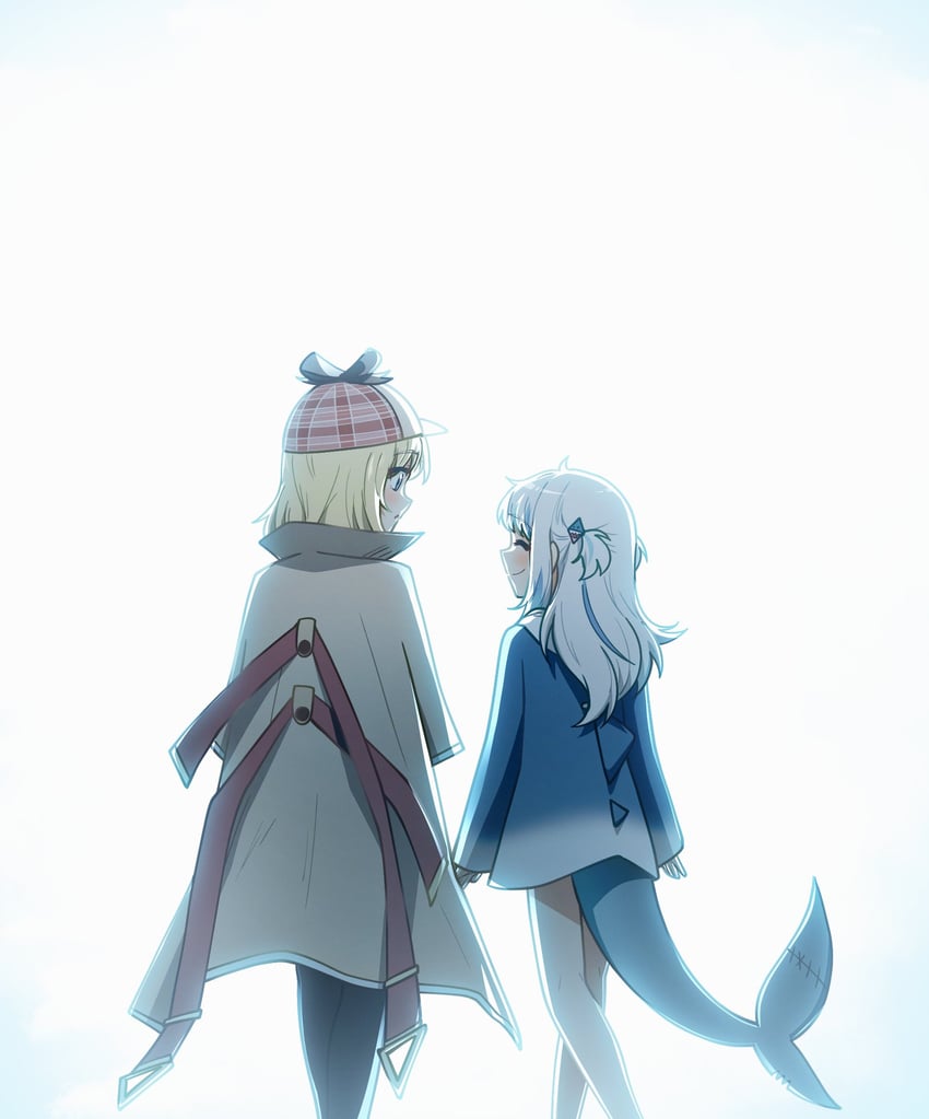 gawr gura and watson amelia (hololive and 1 more) drawn by ddolbang