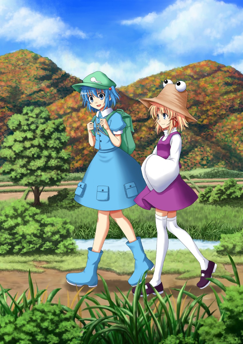 moriya suwako and kawashiro nitori (touhou) drawn by bluepony