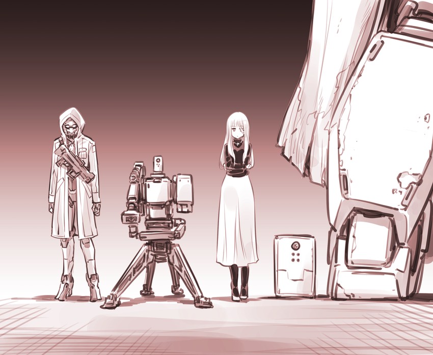 blau, cordelia herschel, hawk, diva duo, and jukebox (mechanical buddy universe) drawn by kato_takuji