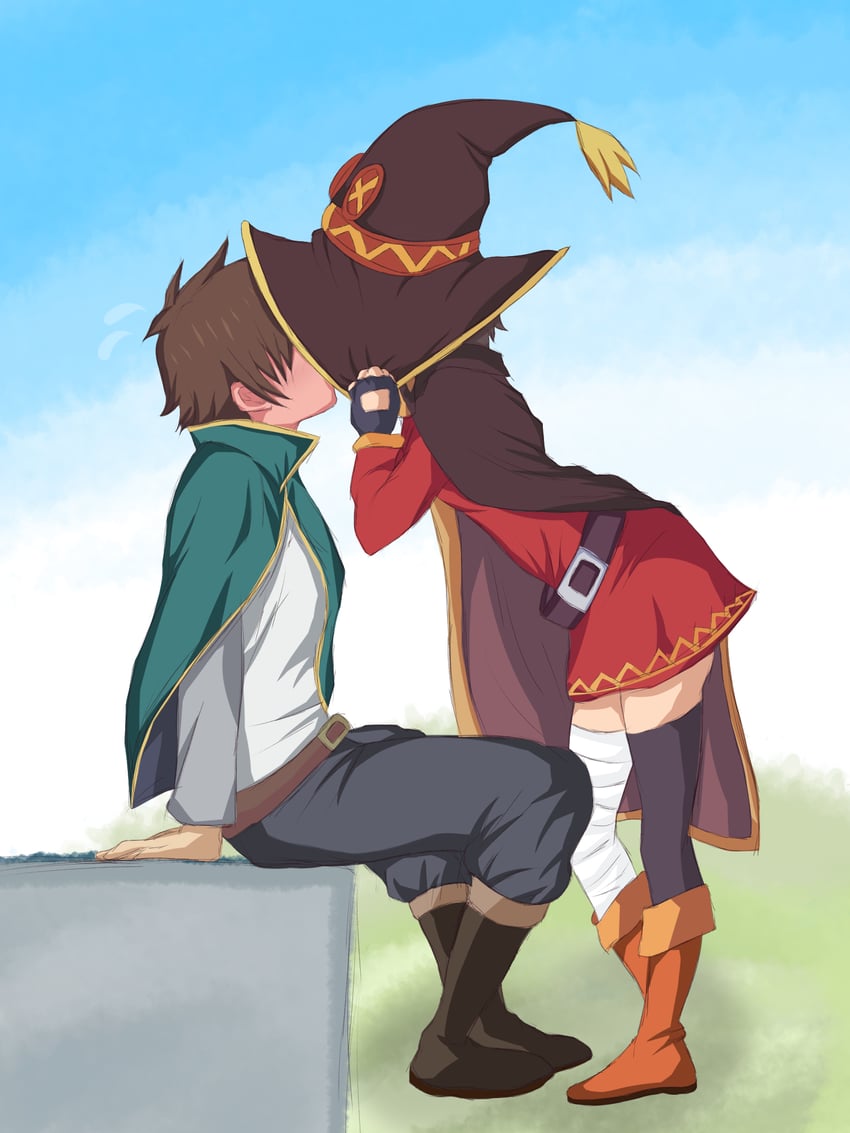 megumin and satou kazuma (kono subarashii sekai ni shukufuku wo!) drawn by gotemegu