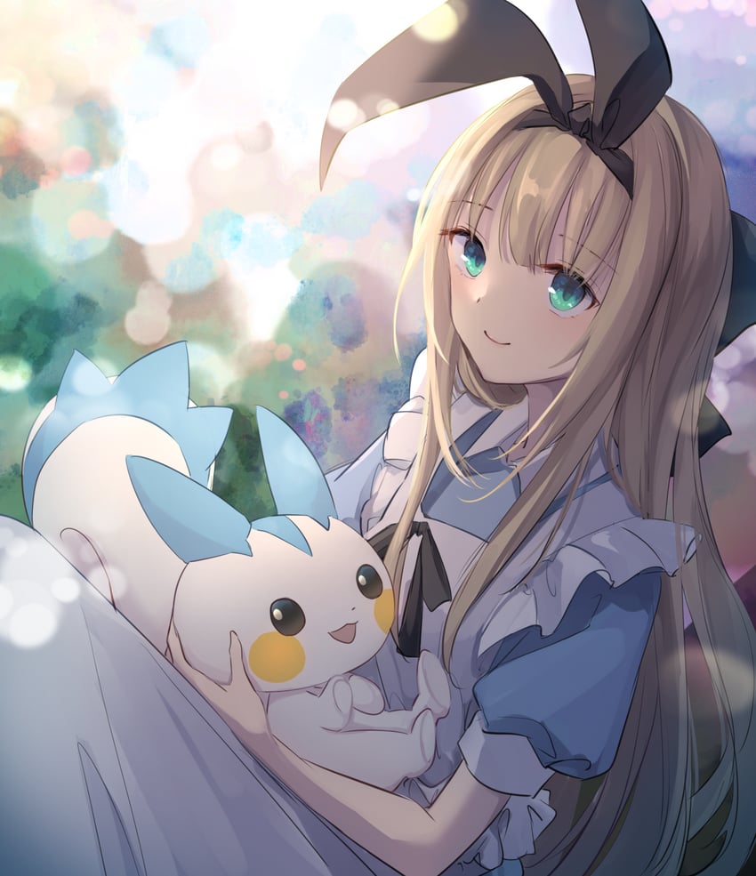 pachirisu and mononobe alice (pokemon and 1 more) drawn by yukkering_(yukke)