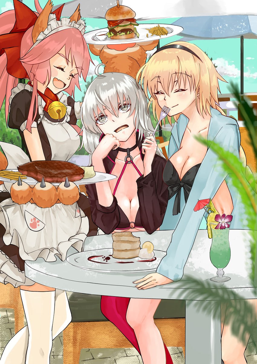 tamamo, jeanne d'arc alter, jeanne d'arc, and tamamo cat (fate and 1 more) drawn by zawa_(mail2erina)
