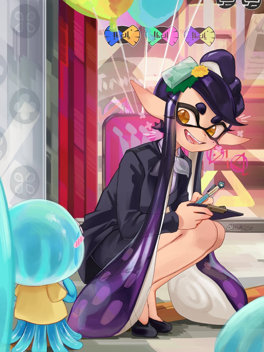jellyfish and callie (splatoon and 1 more) drawn by chokico