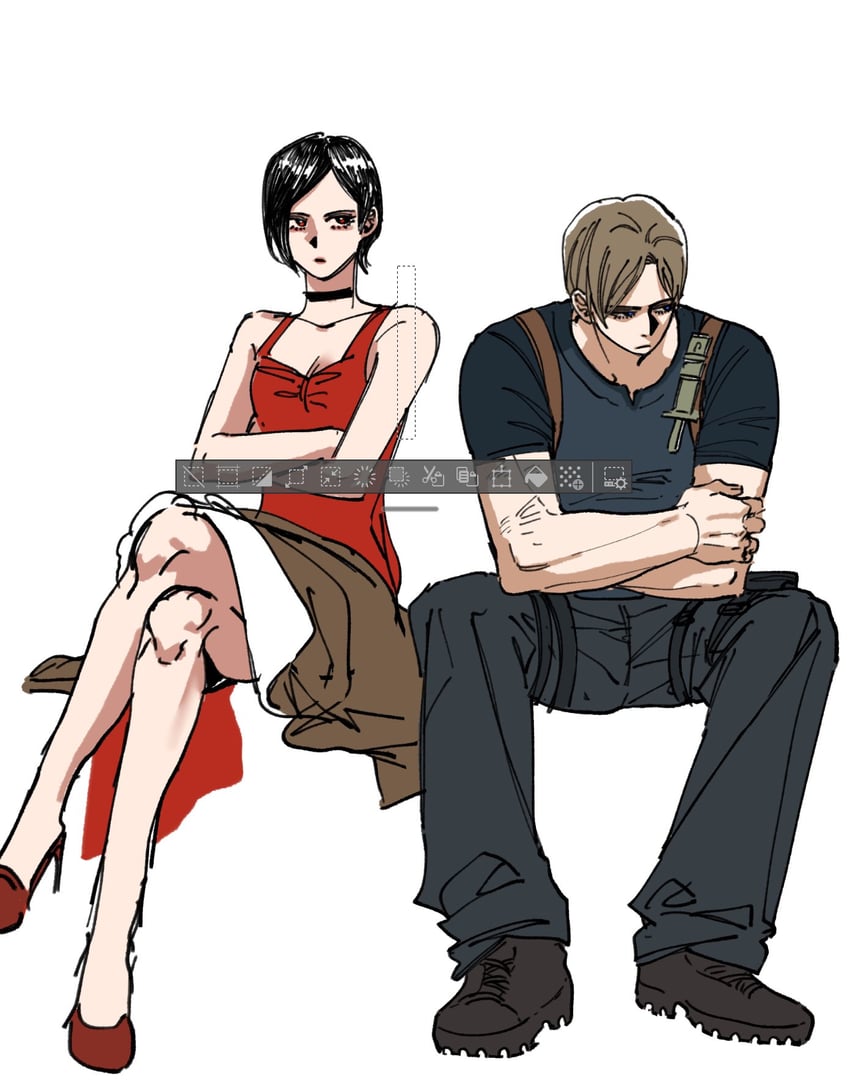 leon s. kennedy and ada wong (resident evil and 1 more) drawn by nul