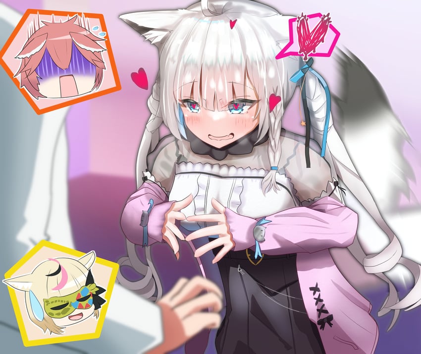 shirakami fubuki, omaru polka, takane lui, and white burinyan (hololive) drawn by akibakotank