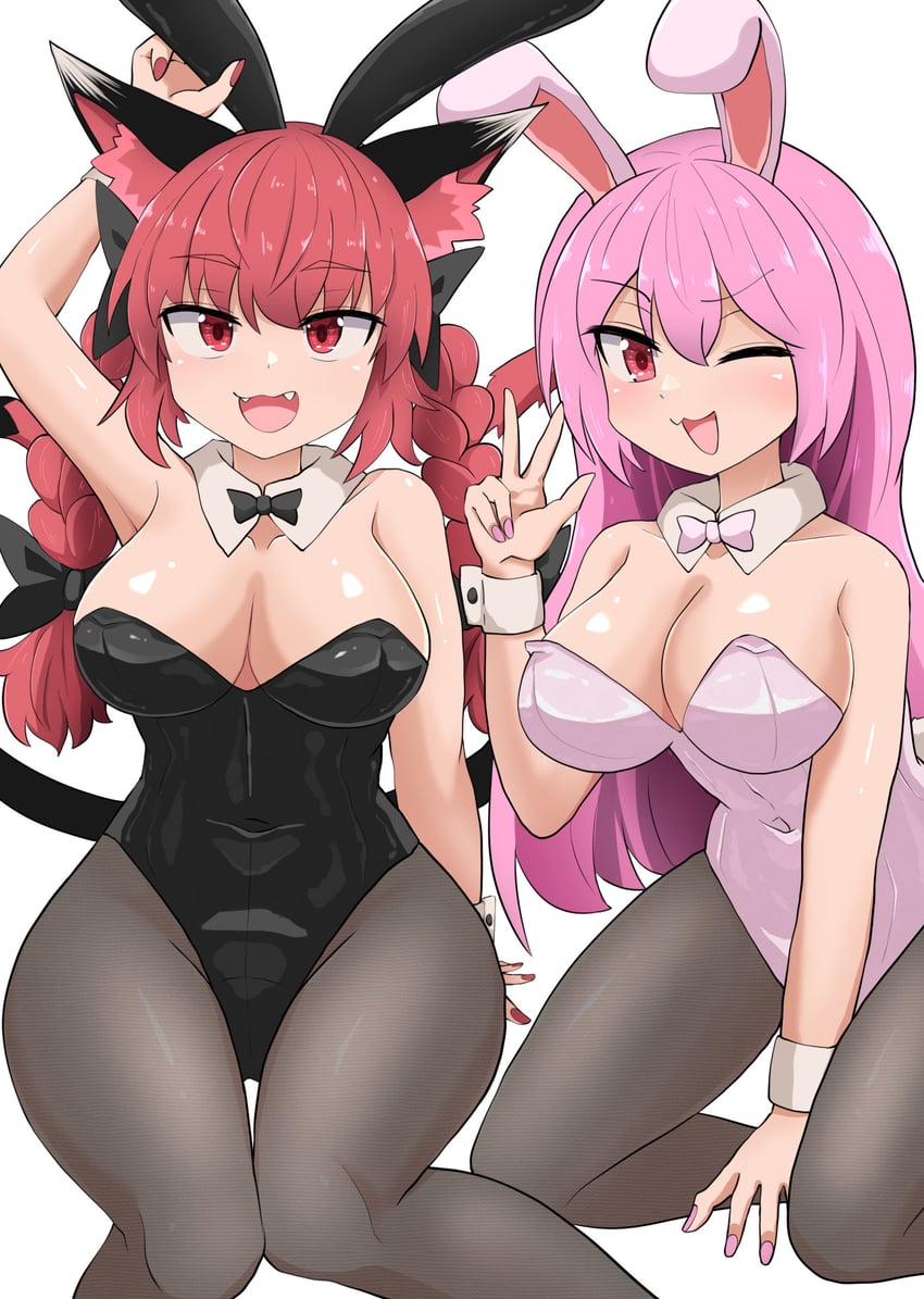 reisen udongein inaba and kaenbyou rin (touhou) drawn by chups