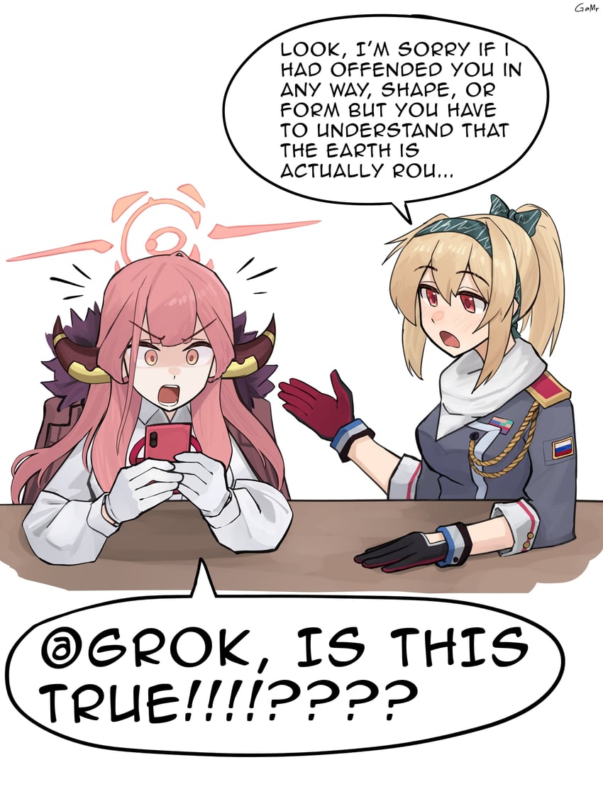 aru, sv-98, and grok (blue archive and 2 more) drawn by gamryous