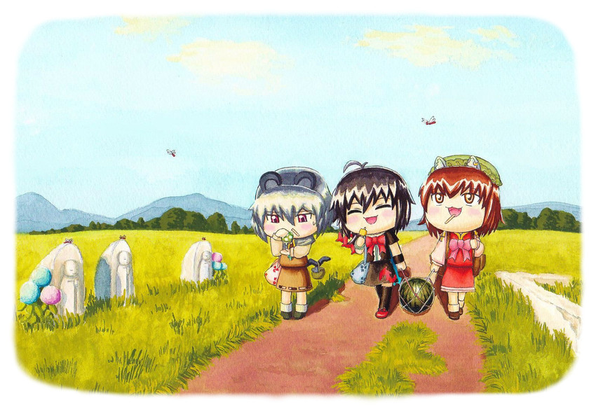 chen, nazrin, and houjuu nue (touhou) drawn by azusa_nigou_(eida2009)
