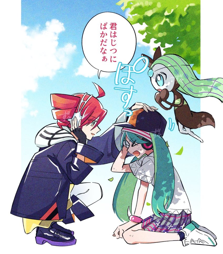 hatsune miku, kasane teto, meloetta, psychic miku, and rival teto (pokemon and 3 more) drawn by zuzu_919