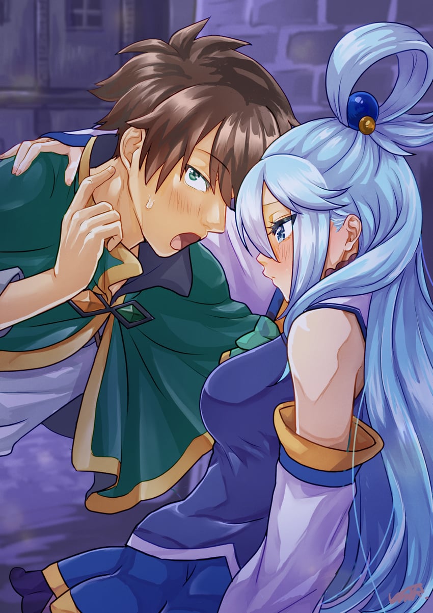 aqua and satou kazuma (kono subarashii sekai ni shukufuku wo!) drawn by atoz-26w