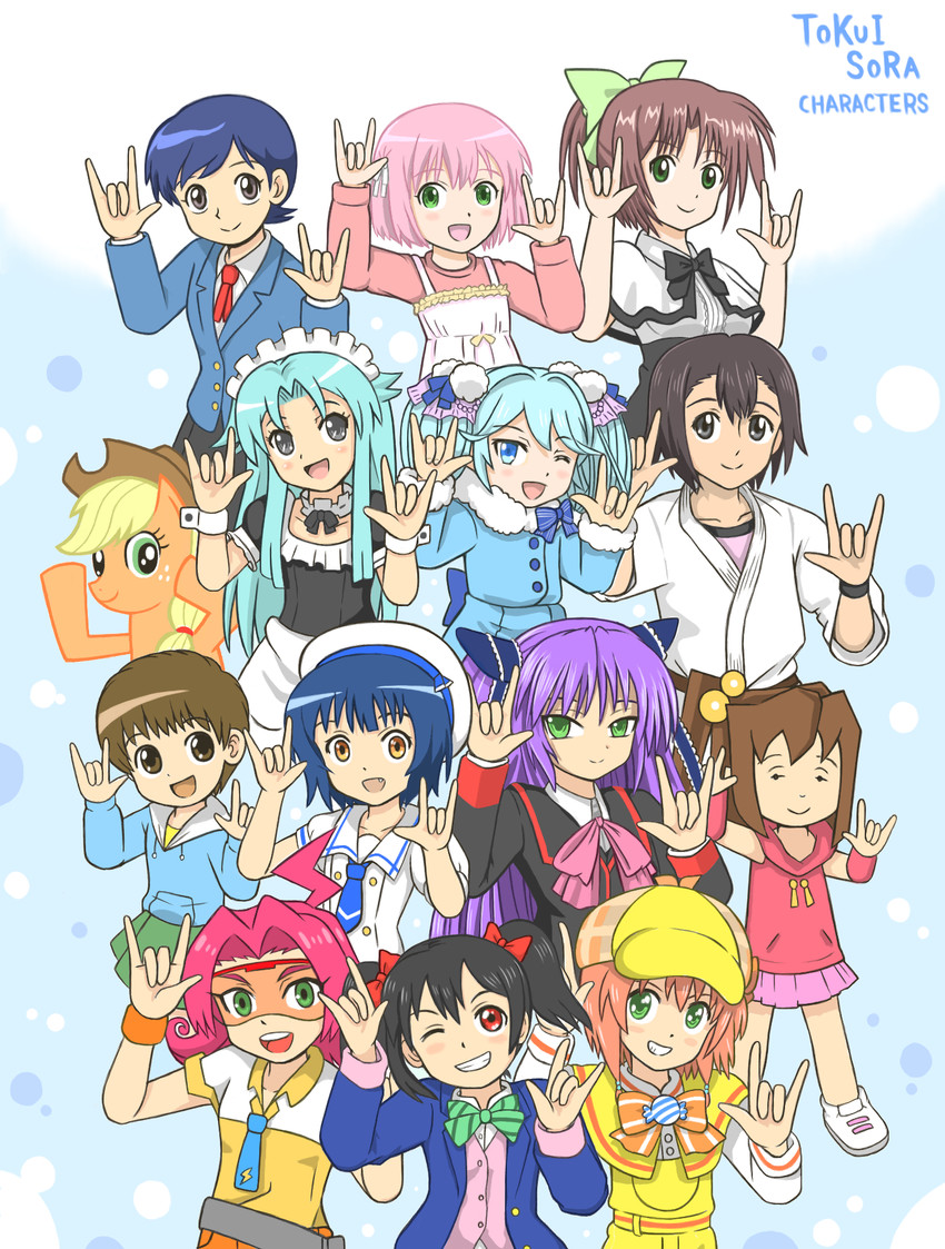 yazawa nico, jouga maya, applejack, sasasegawa sasami, yuzurizaki nero, and 10 more (love live! and 15 more) drawn by a01-isumi1013