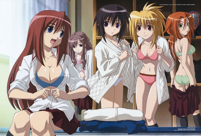 kawazoe tamaki, chiba kirino, kuwahara sayako, miyazaki miyako, and azuma satori (megami magazine and 1 more) drawn by yanagi_shinsuke