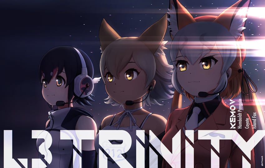 island fox, humboldt penguin, and coyote (kemono friends and 1 more) drawn by beleven