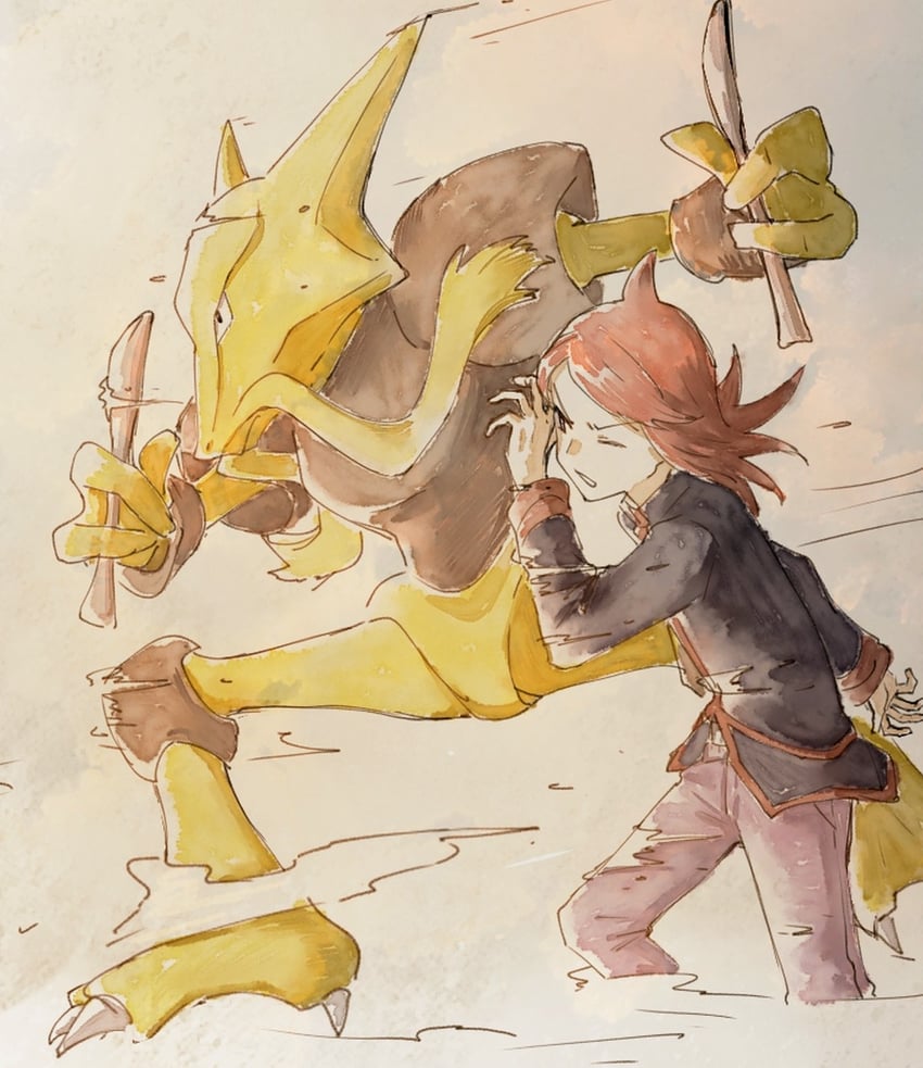 silver and alakazam (pokemon and 1 more) drawn by asuka_rkgk