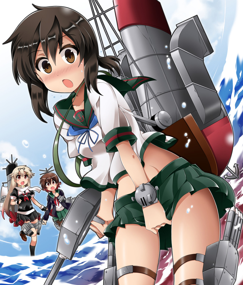 yuudachi, fubuki, yuudachi kai ni, mutsuki, fubuki kai ni, and 1 more (kantai collection) drawn by train_90