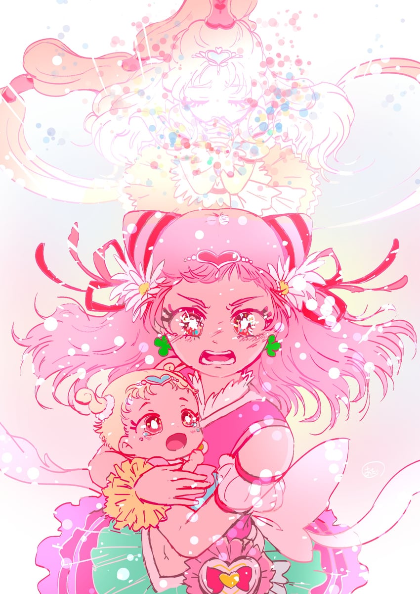 nono hana, cure yell, hug-tan, and cure tomorrow (precure and 1 more) drawn by atari_(atamawaki_waki)
