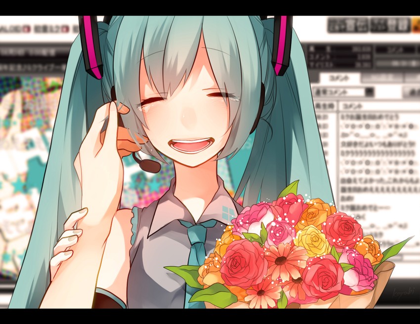 hatsune miku (vocaloid and 1 more) drawn by koyubi_right