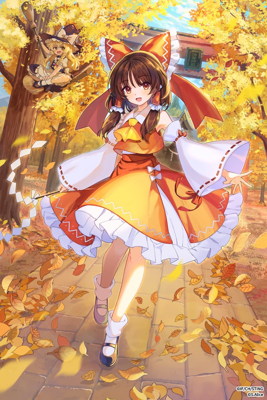 hakurei reimu and kirisame marisa (touhou and 1 more) drawn by sorashibatasan