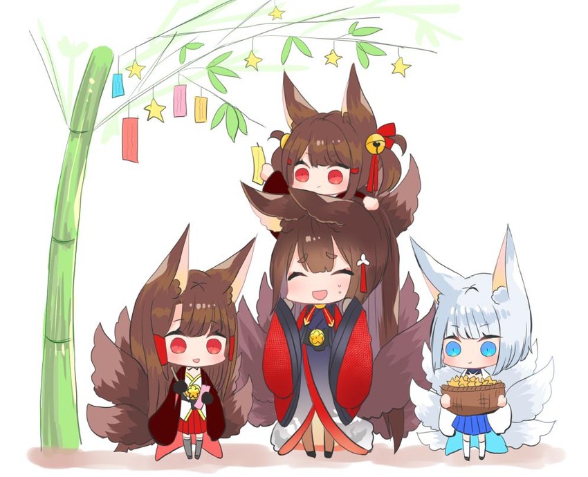 kaga, akagi, amagi, and akagi-chan (azur lane) drawn by putimaxi