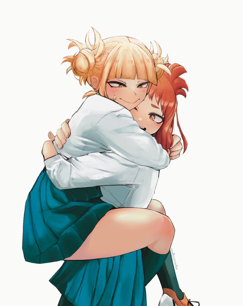 uraraka ochaco and toga himiko (boku no hero academia) drawn by reallyveverka