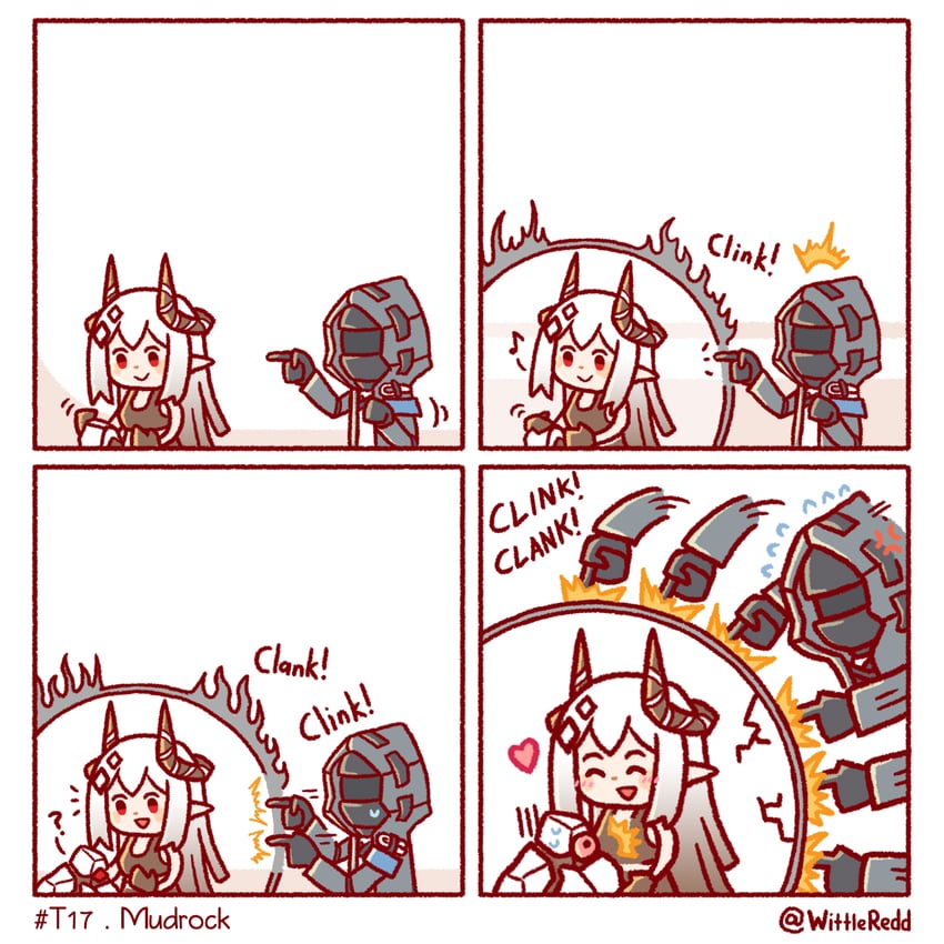 doctor, mudrock, and mudrock colossus (arknights) drawn by wittle_red