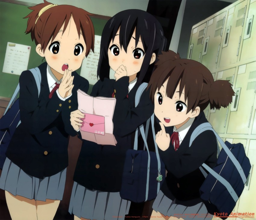 nakano azusa, hirasawa ui, and suzuki jun (k-on!) drawn by horiguchi_yukiko