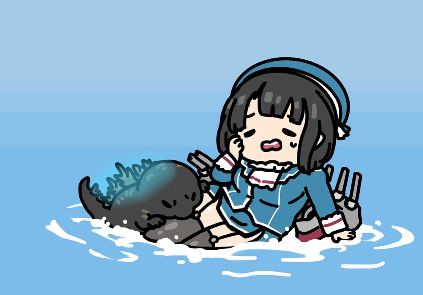 takao and godzilla (kantai collection and 2 more) drawn by afei_(sfma3248)