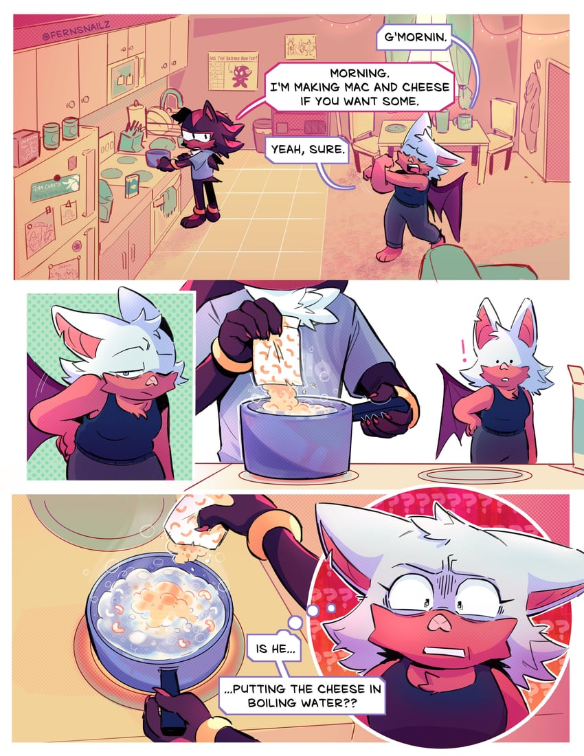 shadow the hedgehog and rouge the bat (sonic) drawn by fernsnailz
