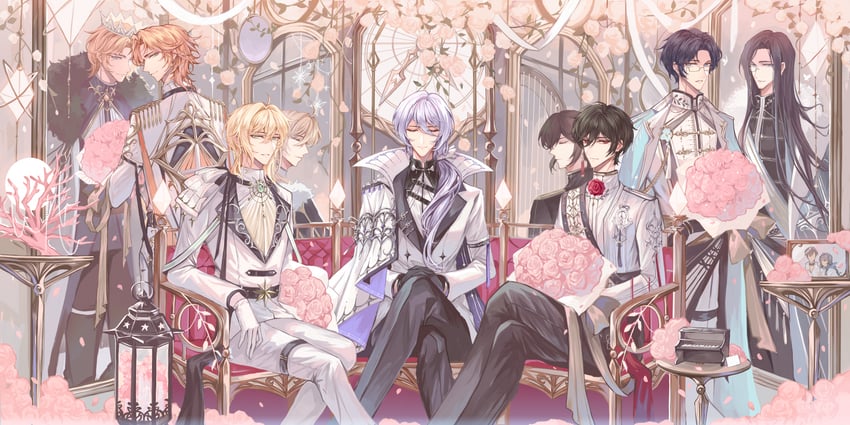 alkaid mcgrath, cael anselm, ayn alwyn, lars rorschach, and clarence clayden (lovebrush chronicles) drawn by snow234