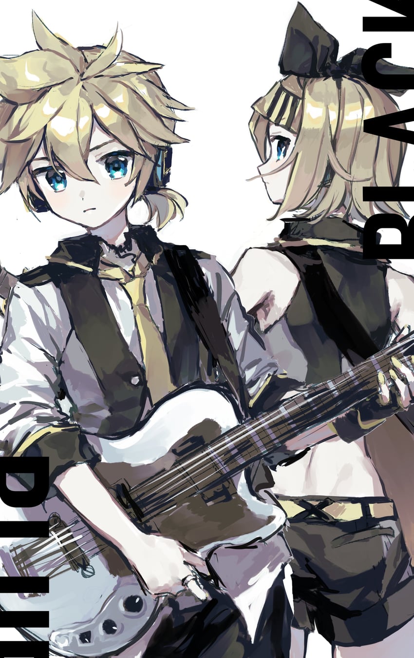 kagamine rin and kagamine len (vocaloid and 2 more) drawn by krlouvf