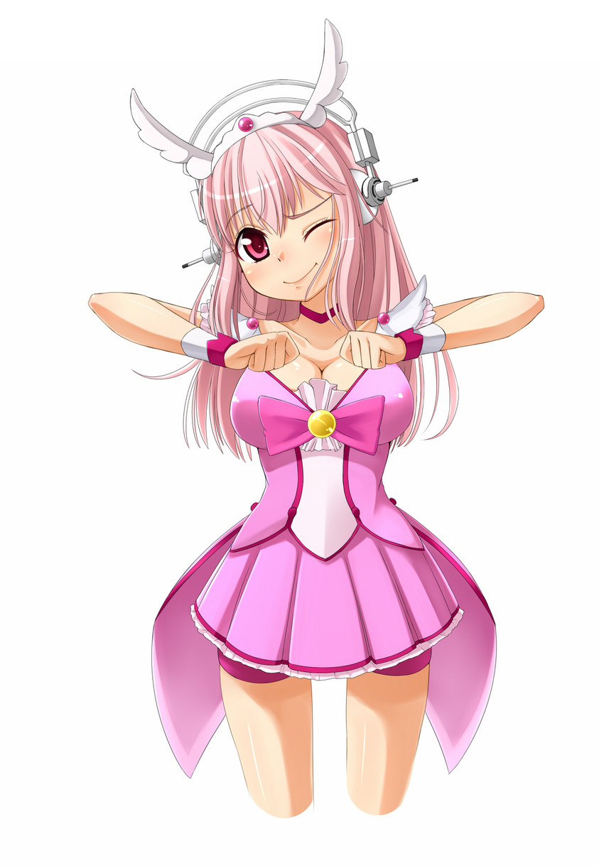 super sonico and cure happy (precure and 2 more) drawn by rinyan_suzu