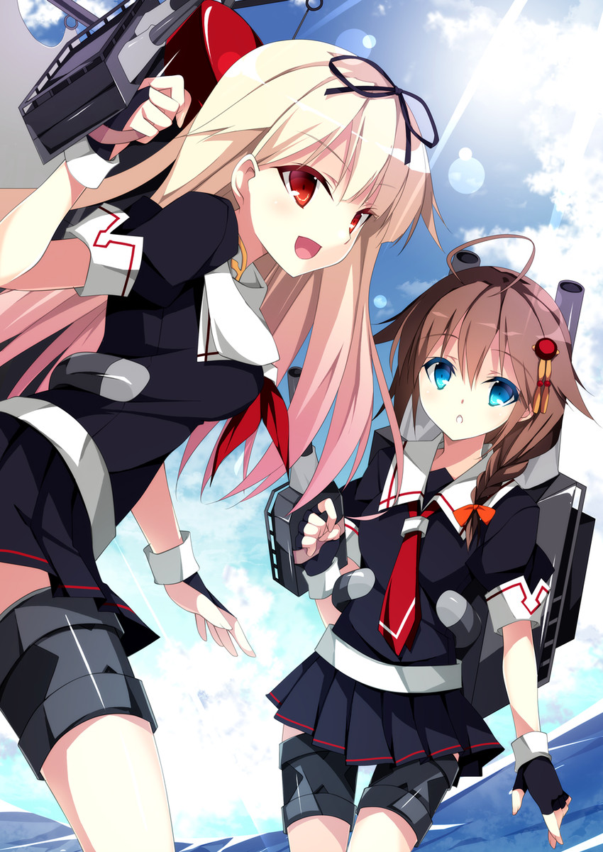 shigure, yuudachi, shigure kai ni, and yuudachi kai ni (kantai collection) drawn by kobayashi_chisato