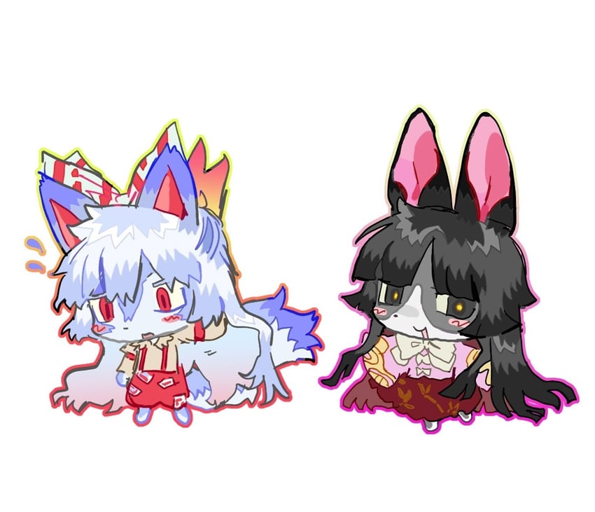 fujiwara no mokou and houraisan kaguya (touhou) drawn by xiboliya_suanxing_shengwu