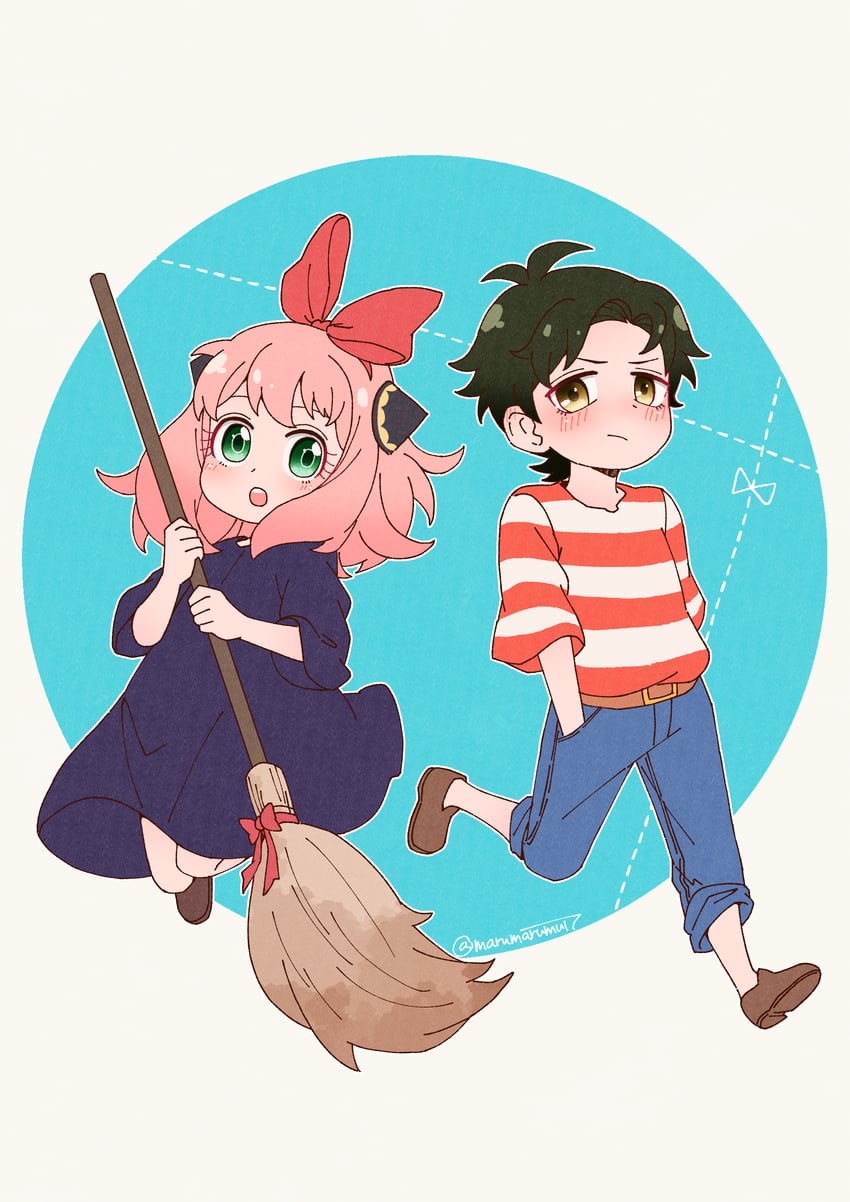 anya, damian desmond, kiki, and tombo (spy x family and 1 more) drawn by marumarumui7