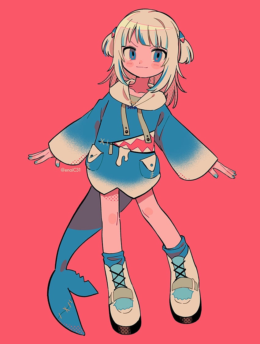 gawr gura (hololive and 1 more) drawn by menma_(enaic31)