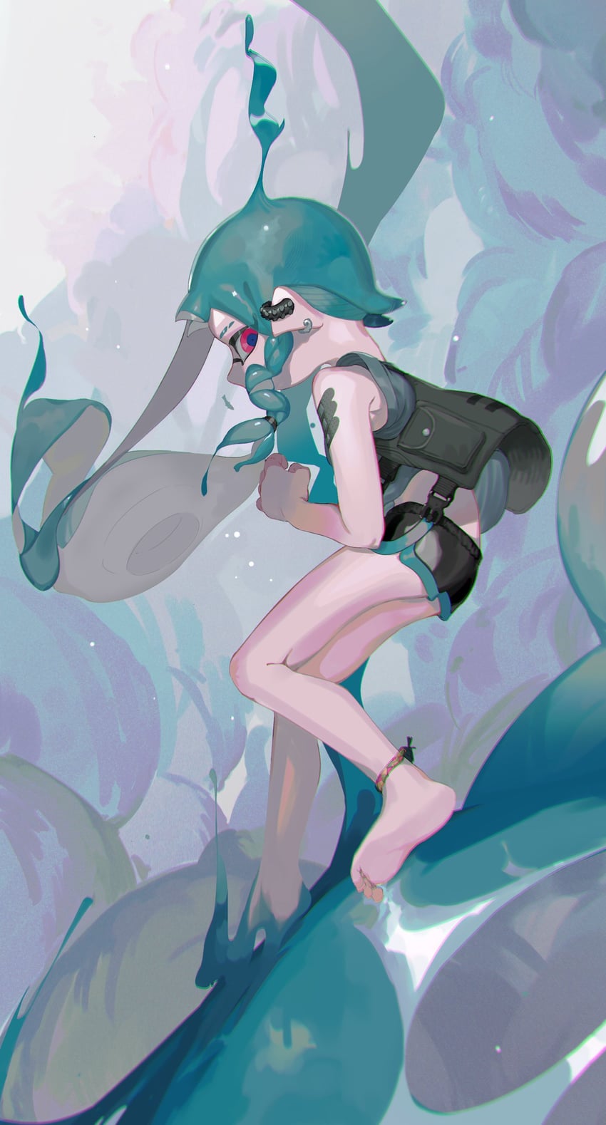 inkling player character and inkling girl (splatoon) drawn by kei_(a_key_kuuuun)