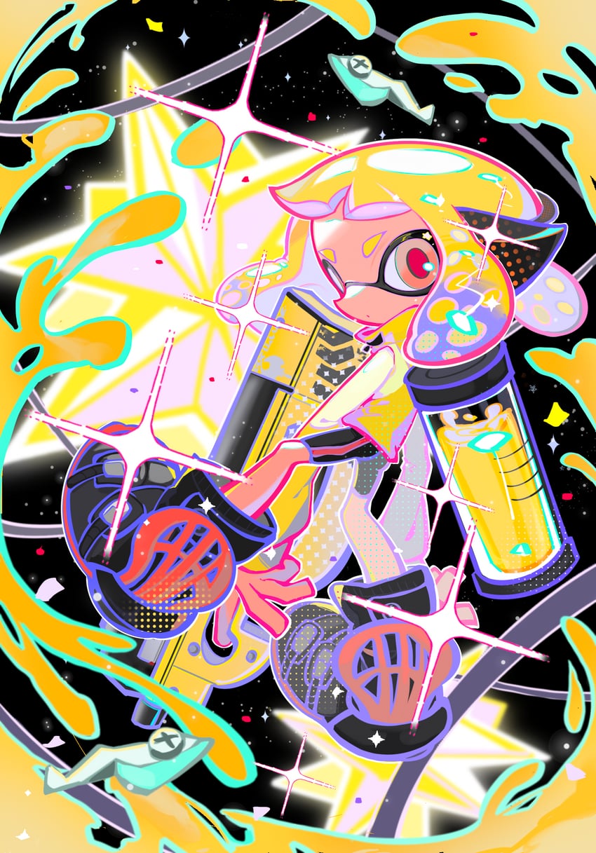 inkling player character, inkling girl, and agent 4 (splatoon and 1 more) drawn by xiaoyunatie