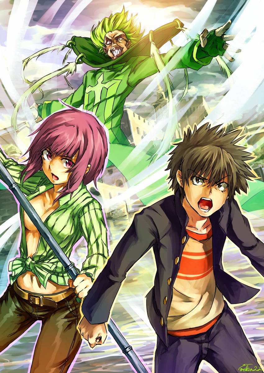 kamijou touma, itsuwa, and terra of the left (toaru majutsu no index and 1 more) drawn by melon22