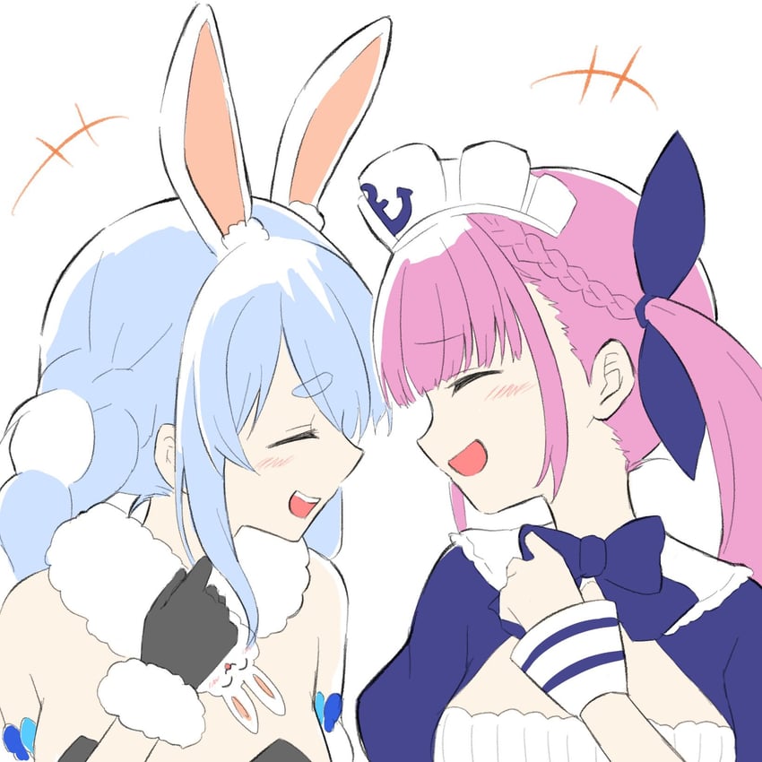 usada pekora, minato aqua, and don-chan (hololive) drawn by kiritoma