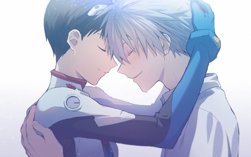 ikari shinji and nagisa kaworu (neon genesis evangelion) drawn by 11kkr