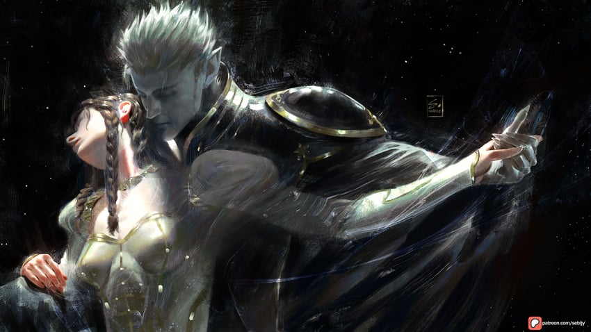 charlotte elbourne and meier link (vampire hunter d and 1 more) drawn by sebijy