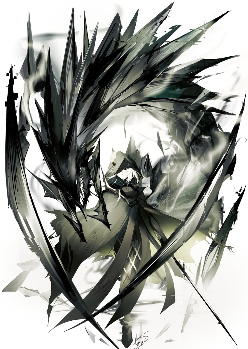 kal'tsit and mon3tr (arknights) drawn by ankoro_mochi