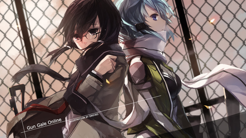 sinon and asada shino (sword art online) drawn by swd3e2
