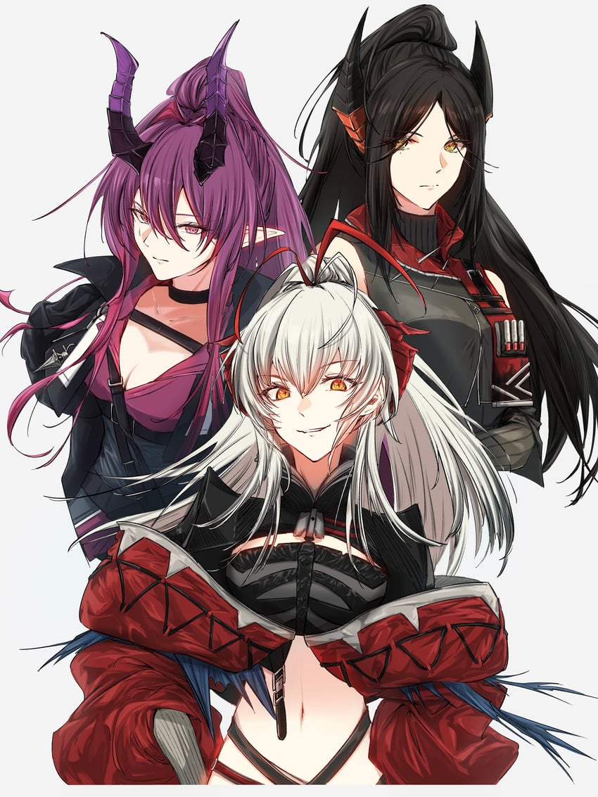 w, ines, wis'adel, and ascalon (arknights) drawn by cheddar_n