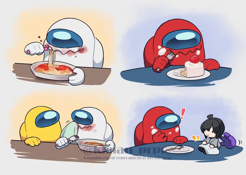 crewmate, yellow, red, white, impostor, and 3 more (original and 1 more) drawn by kiman